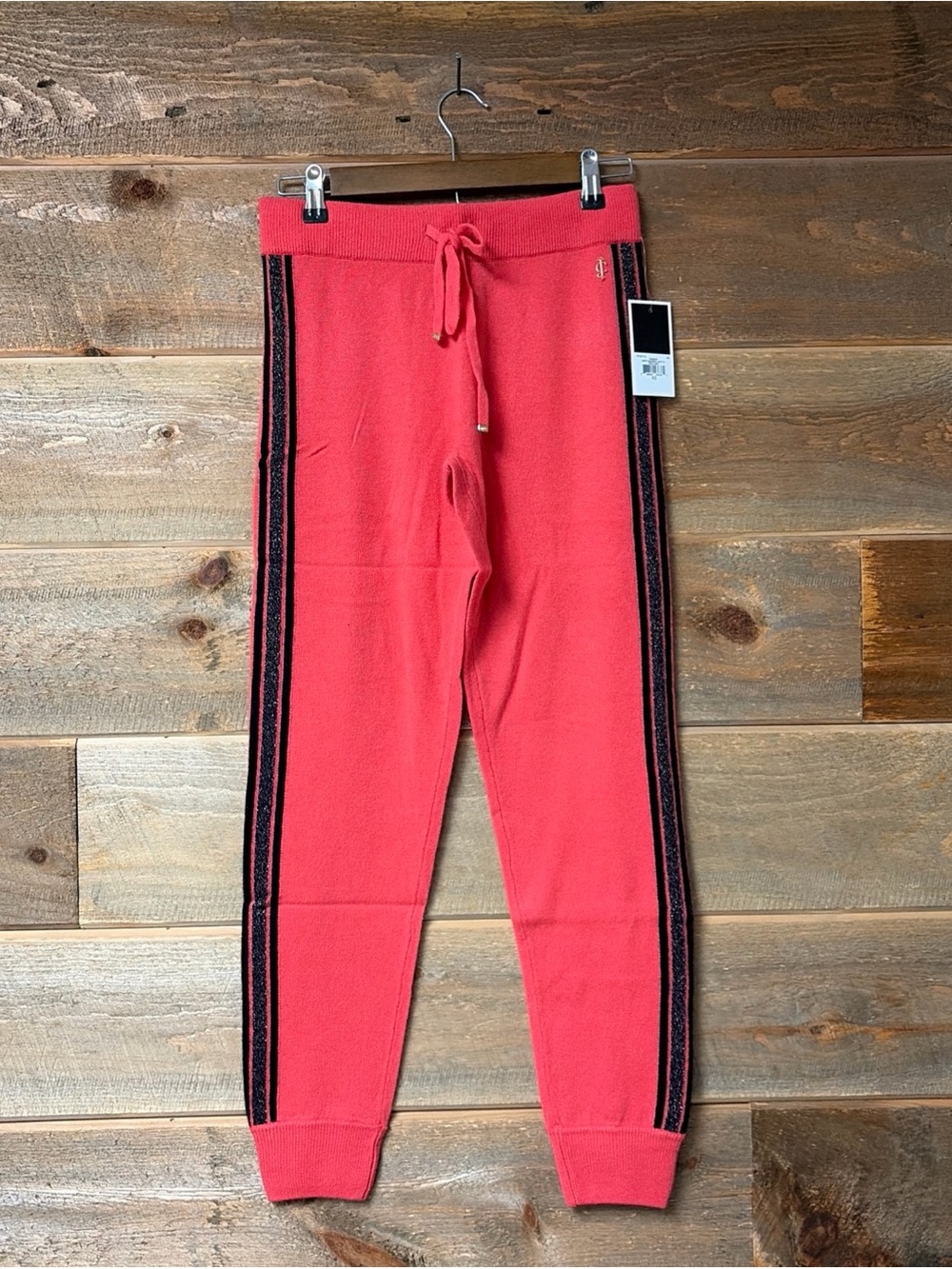 Juicy Couture Black Label Cashmere Track Jogger Pants Teaberry XS Quiet Luxury